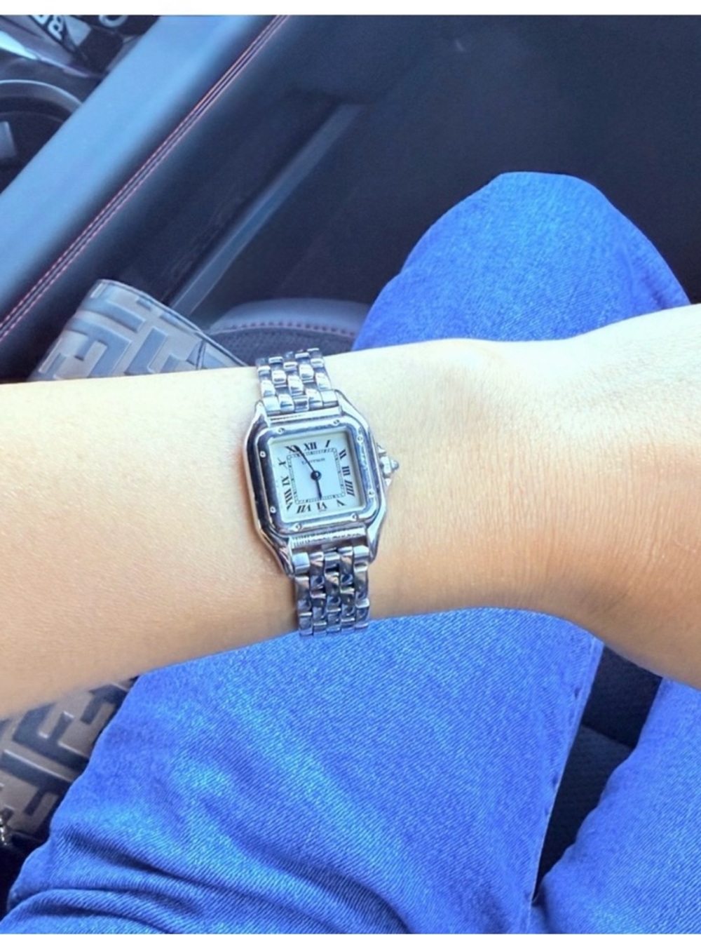 Cartier Silver-Tone Women's Bracelet Watch with White Dial